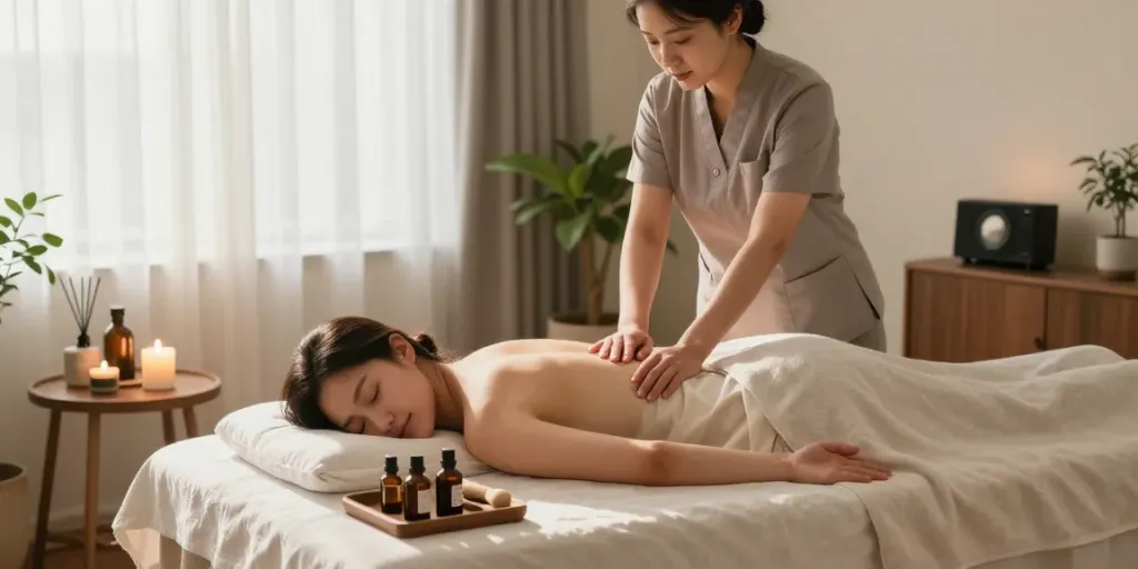 Experience the soothing benefits of 영등포출장안마 in a tranquil home setting.